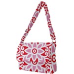 A Red And White Pattern With A Flower On It Full Print Messenger Bag (L)