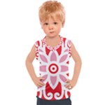 A Red And White Pattern With A Flower On It Kids  Sport Tank Top