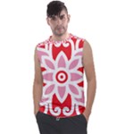 A Red And White Pattern With A Flower On It Men s Regular Tank Top