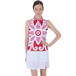 A Red And White Pattern With A Flower On It Women s Sleeveless Polo T-Shirt