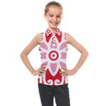 A Red And White Pattern With A Flower On It Kids  Sleeveless Polo T-Shirt