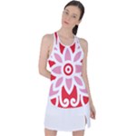 A Red And White Pattern With A Flower On It Racer Back Mesh Tank Top