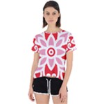 A Red And White Pattern With A Flower On It Open Back Sport T-Shirt