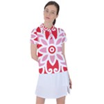 A Red And White Pattern With A Flower On It Women s Polo T-Shirt