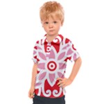 A Red And White Pattern With A Flower On It Kids  Polo T-Shirt