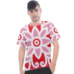 A Red And White Pattern With A Flower On It Men s Sport Top