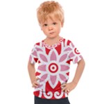 A Red And White Pattern With A Flower On It Kids  Sports T-Shirt