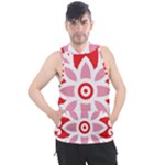 A Red And White Pattern With A Flower On It Men s Sleeveless Hoodie