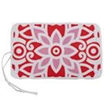 A Red And White Pattern With A Flower On It Pen Storage Case (S)