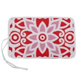 A Red And White Pattern With A Flower On It Pen Storage Case (L)