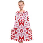 A Red And White Pattern With A Flower On It Kids  Midi Sailor Dress