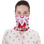 A Red And White Pattern With A Flower On It Face Covering Bandana (Adult)