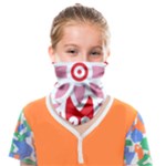 A Red And White Pattern With A Flower On It Face Covering Bandana (Kids)