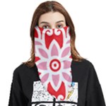 A Red And White Pattern With A Flower On It Face Covering Bandana (Triangle)