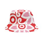 A Red And White Pattern With A Flower On It Bucket Hat