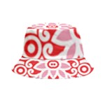 A Red And White Pattern With A Flower On It Inside Out Bucket Hat