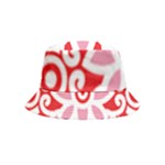 A Red And White Pattern With A Flower On It Inside Out Bucket Hat (Kids)