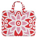 A Red And White Pattern With A Flower On It MacBook Pro 13  Double Pocket Laptop Bag