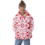 A Red And White Pattern With A Flower On It Kids  Oversized Hoodie