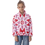 A Red And White Pattern With A Flower On It Kids  Half Zip Hoodie