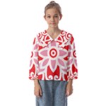 A Red And White Pattern With A Flower On It Kids  Sailor Shirt