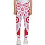 A Red And White Pattern With A Flower On It Kids  Skirted Pants