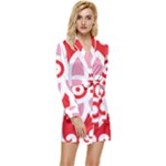 A Red And White Pattern With A Flower On It Long Sleeve Satin Robe