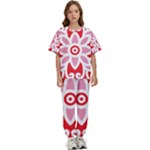 A Red And White Pattern With A Flower On It Kids  T-Shirt and Pants Sports Set