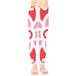 A Red And White Pattern With A Flower On It Kids  Classic Winter Leggings