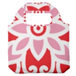 A Red And White Pattern With A Flower On It Premium Foldable Grocery Recycle Bag