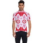 A Red And White Pattern With A Flower On It Men s Short Sleeve Cycling Jersey