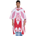 A Red And White Pattern With A Flower On It Men s Hooded Rain Ponchos