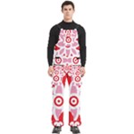 A Red And White Pattern With A Flower On It Men s Side Zip Front Pouch Ski And Snowboard Bib Pants	