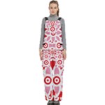 A Red And White Pattern With A Flower On It Women s Side Zip Front Pouch Ski And Snowboard Bib Pants	