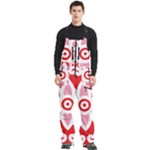 A Red And White Pattern With A Flower On It Men s Front Zip Ski And Snowboard Bib Pants