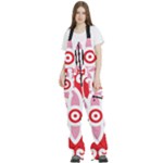 A Red And White Pattern With A Flower On It Women s Front Zip Ski And Snowboard Bib Pants