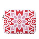 A Red And White Pattern With A Flower On It 13  Vertical Laptop Sleeve Case With Pocket