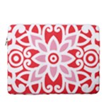 A Red And White Pattern With A Flower On It 15  Vertical Laptop Sleeve Case With Pocket