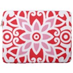 A Red And White Pattern With A Flower On It 17  Vertical Laptop Sleeve Case With Pocket