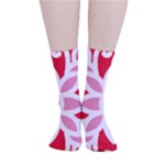 A Red And White Pattern With A Flower On It Smooth Crew Length Tube Socks