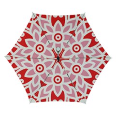 A Red And White Pattern With A Flower On It Automatic Folding Umbrella with Case (Small) from ArtsNow.com