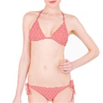 A Red And White Background With A Pattern Classic Bikini Set