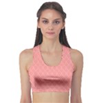 A Red And White Background With A Pattern Fitness Sports Bra