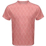 A Red And White Background With A Pattern Men s Cotton T-Shirt