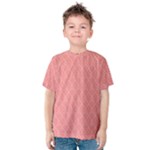 A Red And White Background With A Pattern Kids  Cotton T-Shirt