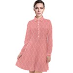 A Red And White Background With A Pattern Long Sleeve Chiffon Shirt Dress