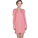 A Red And White Background With A Pattern Long Sleeve Nightdress