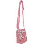 A Red And White Background With A Pattern Shoulder Strap Belt Bag