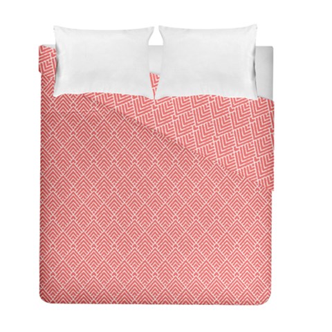 A Red And White Background With A Pattern Duvet Cover Double Side (Full/ Double Size) from ArtsNow.com