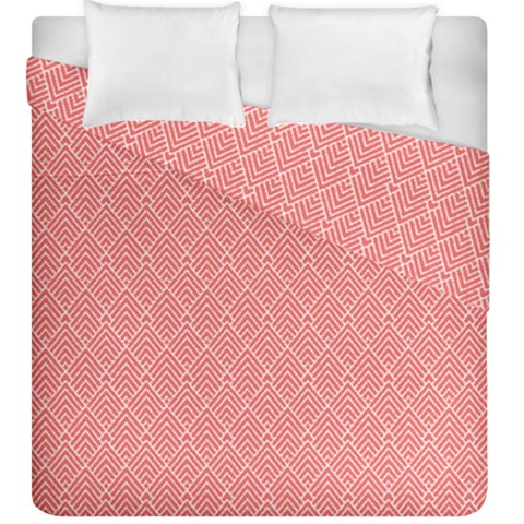 A Red And White Background With A Pattern Duvet Cover Double Side (King Size) from ArtsNow.com